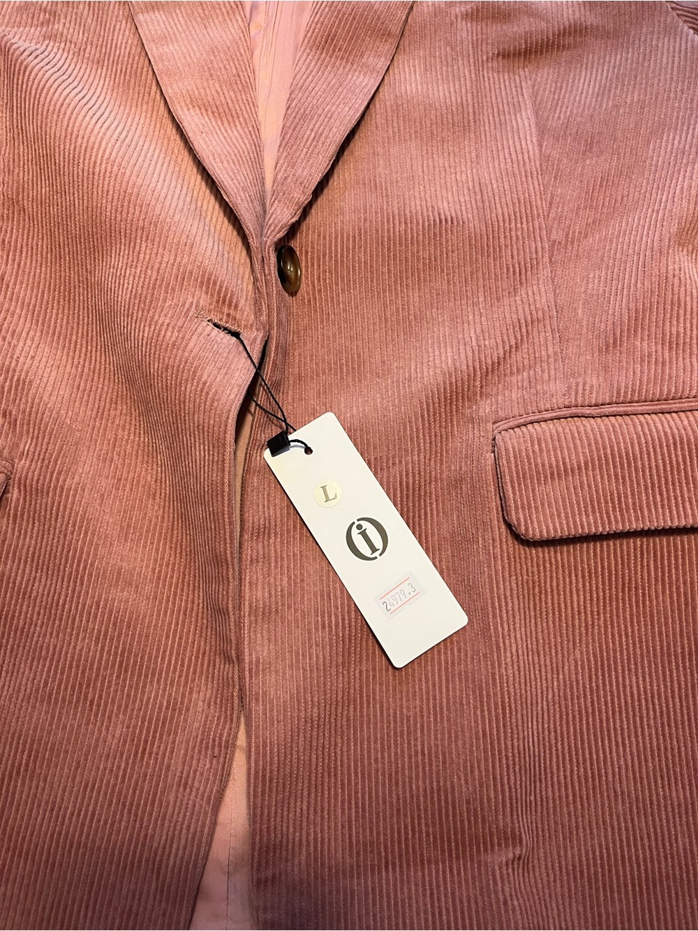 NWT Dusty Rose 100% Cotton Wide-Wale Corduroy Longline Blazer - Size Large - Picture 7 of 8